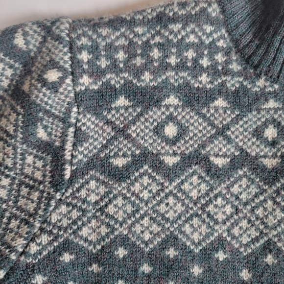Vintage Land End Wool Fair Isle Full Zip Cardigan Sweater - Picture 13 of 16